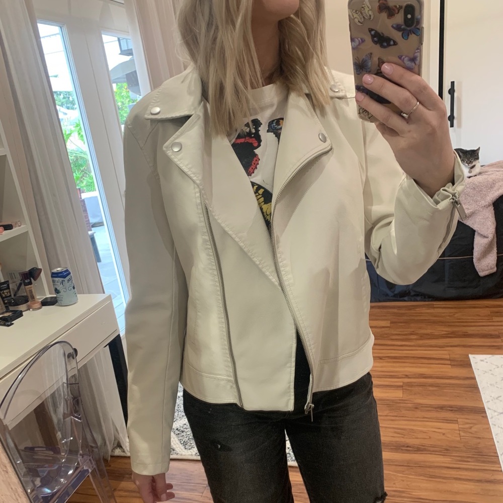 White faux leather jacket